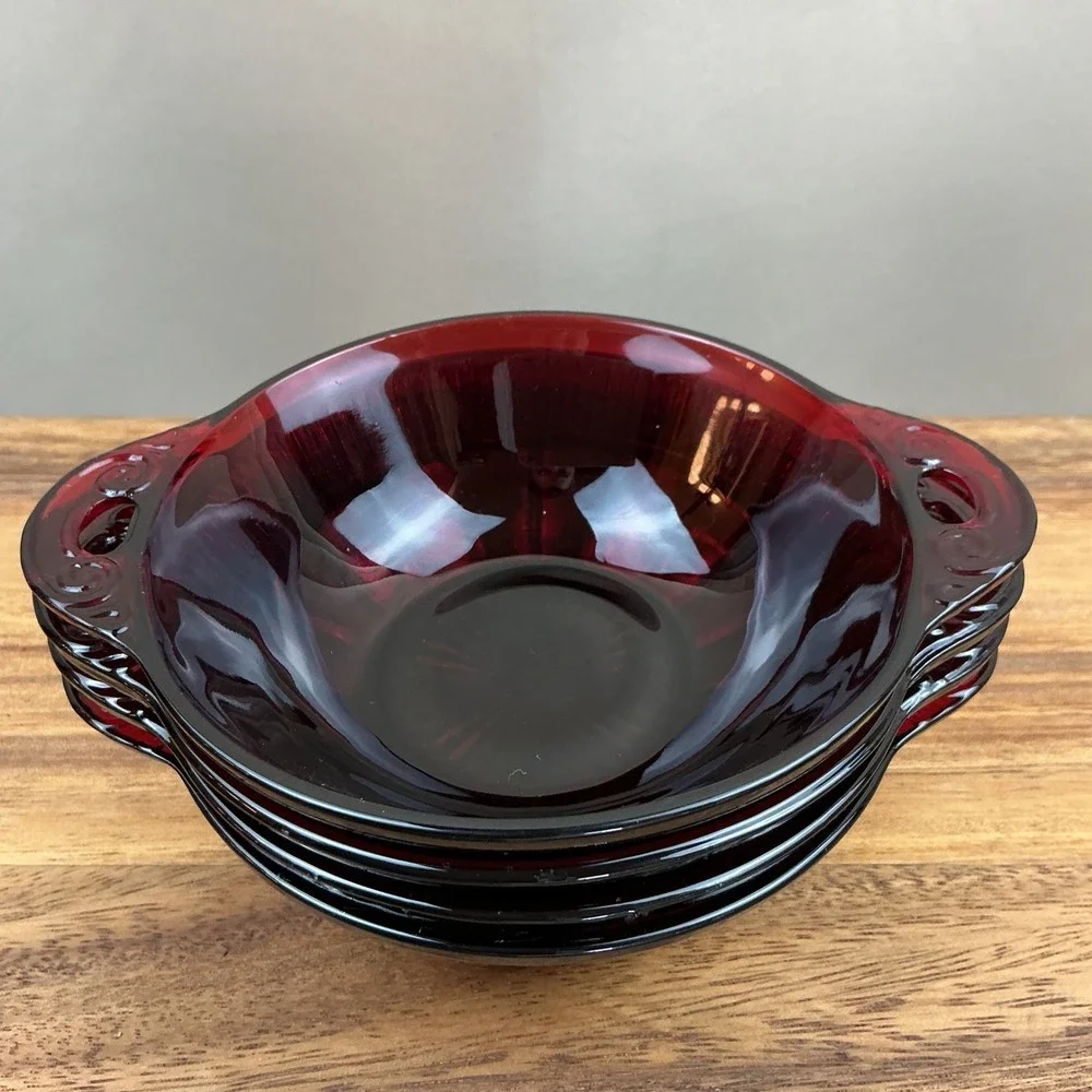 Anchor‎ Hocking Coronation Royal Ruby Berry Dessert Bowls 5.75
